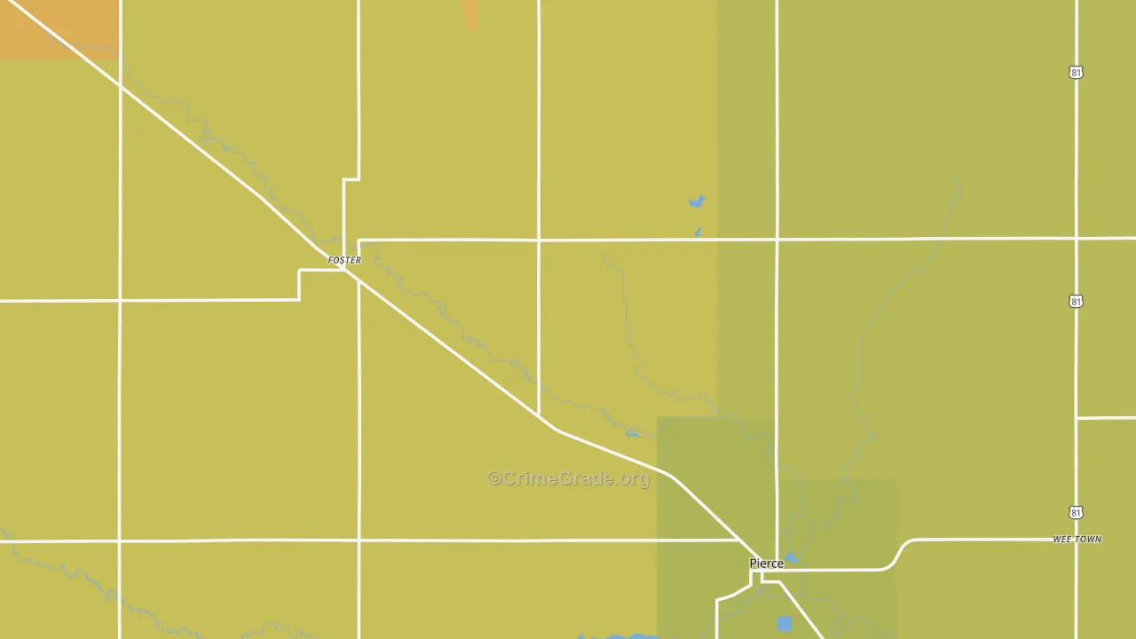 Pierce County, NE Map of Burglary Rates