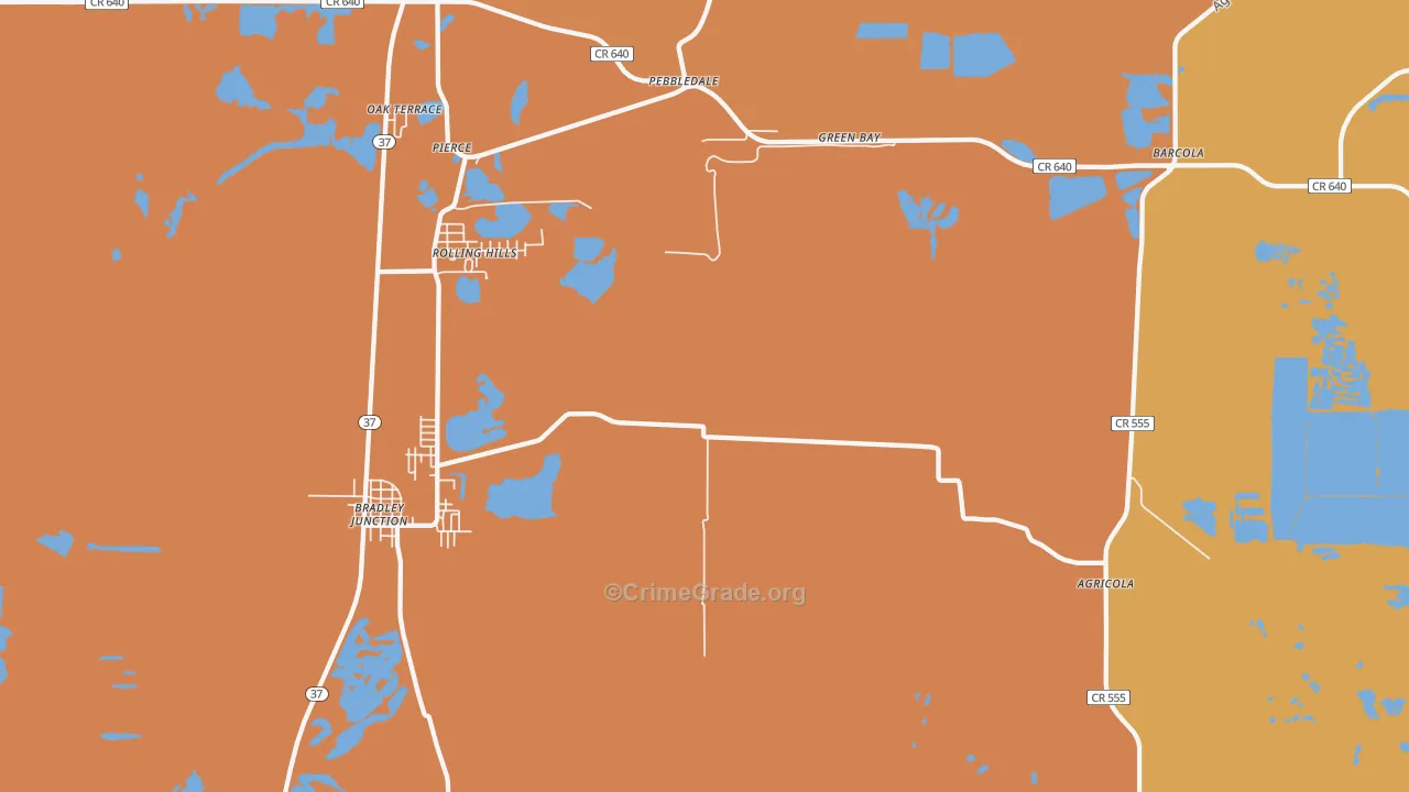 Pierce, FL Map of Burglary Rates
