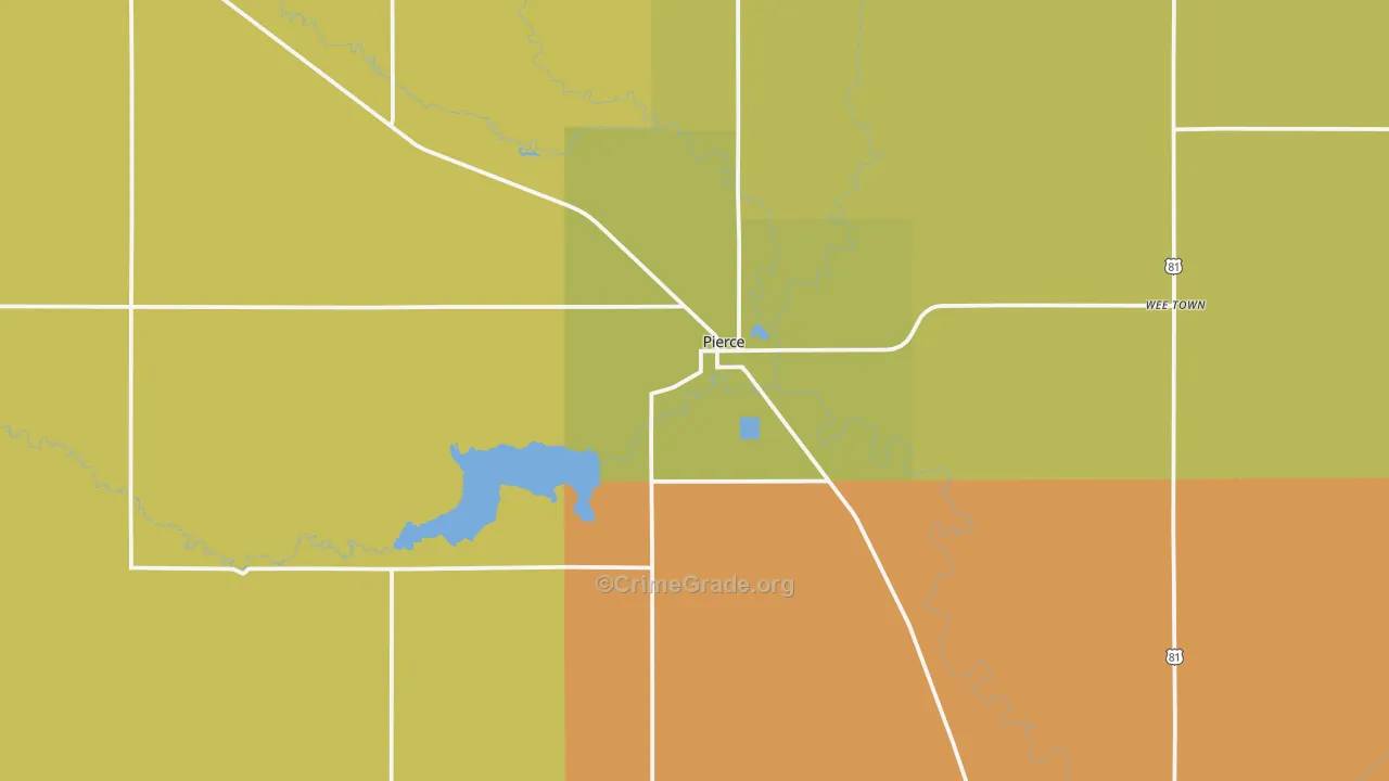 Pierce, NE Map of Burglary Rates