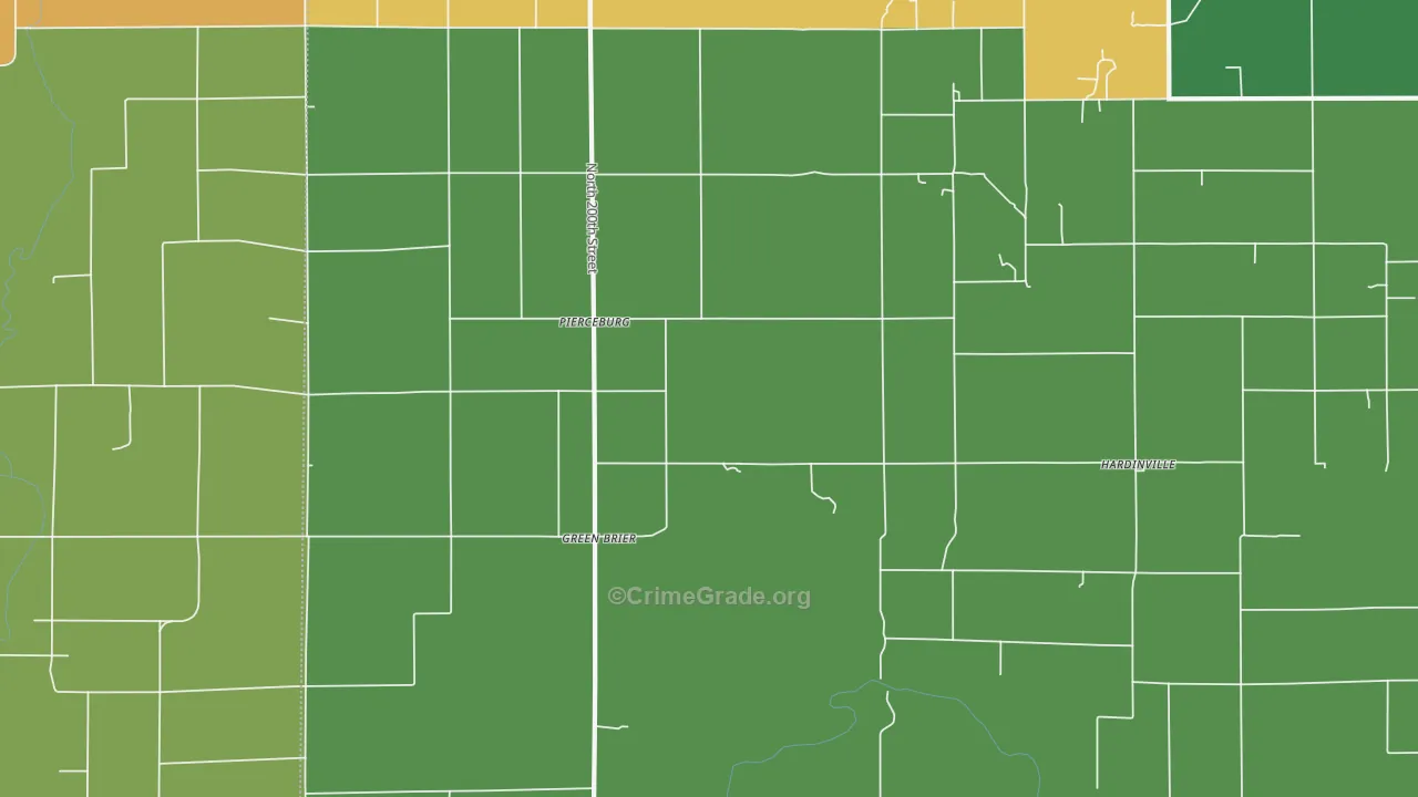 Pierceburg, IL Map of Burglary Rates