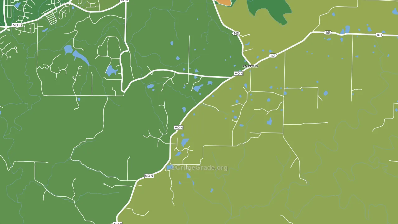 Pierpont, MO Map of Burglary Rates