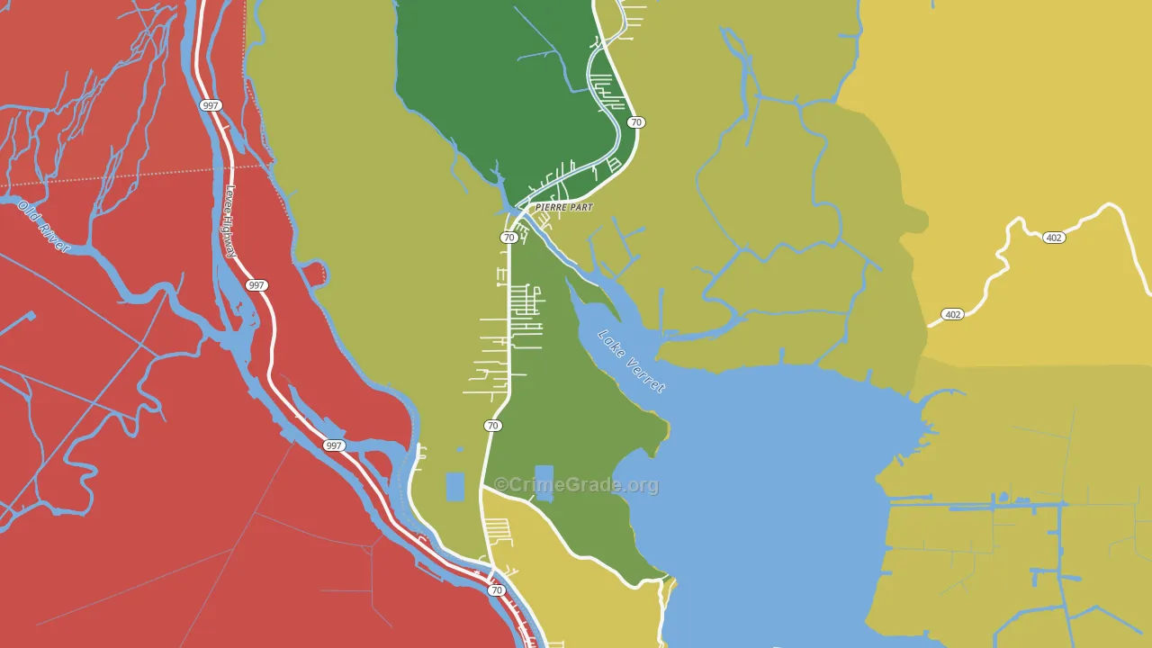 Pierre Part, LA Map of Burglary Rates