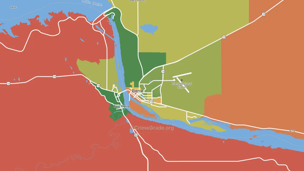 Pierre, SD Map of Burglary Rates
