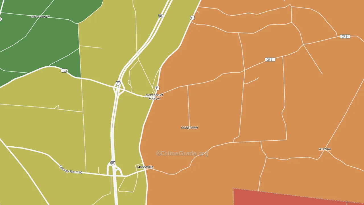 Pierrepont Manor, NY Map of Burglary Rates