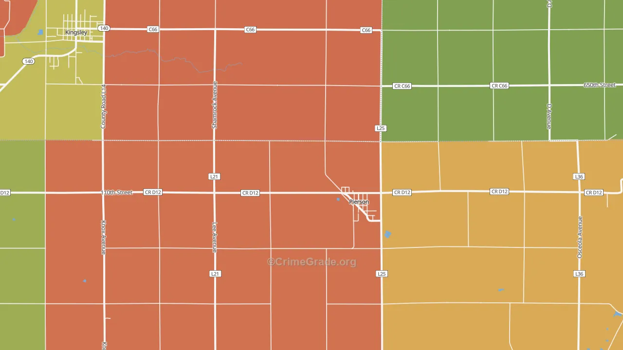 Pierson, IA Map of Burglary Rates