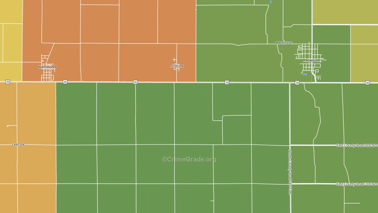 Pierson, IL Map of Burglary Rates