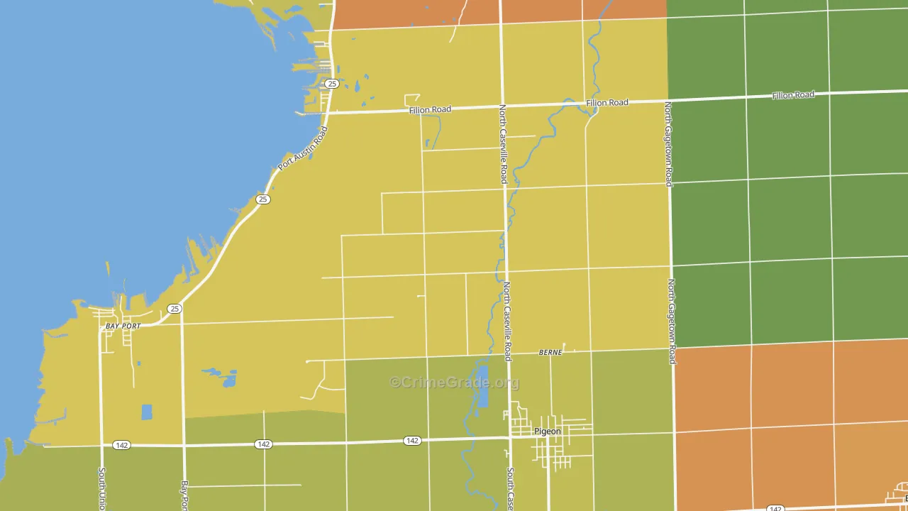 Pigeon, MI Map of Burglary Rates
