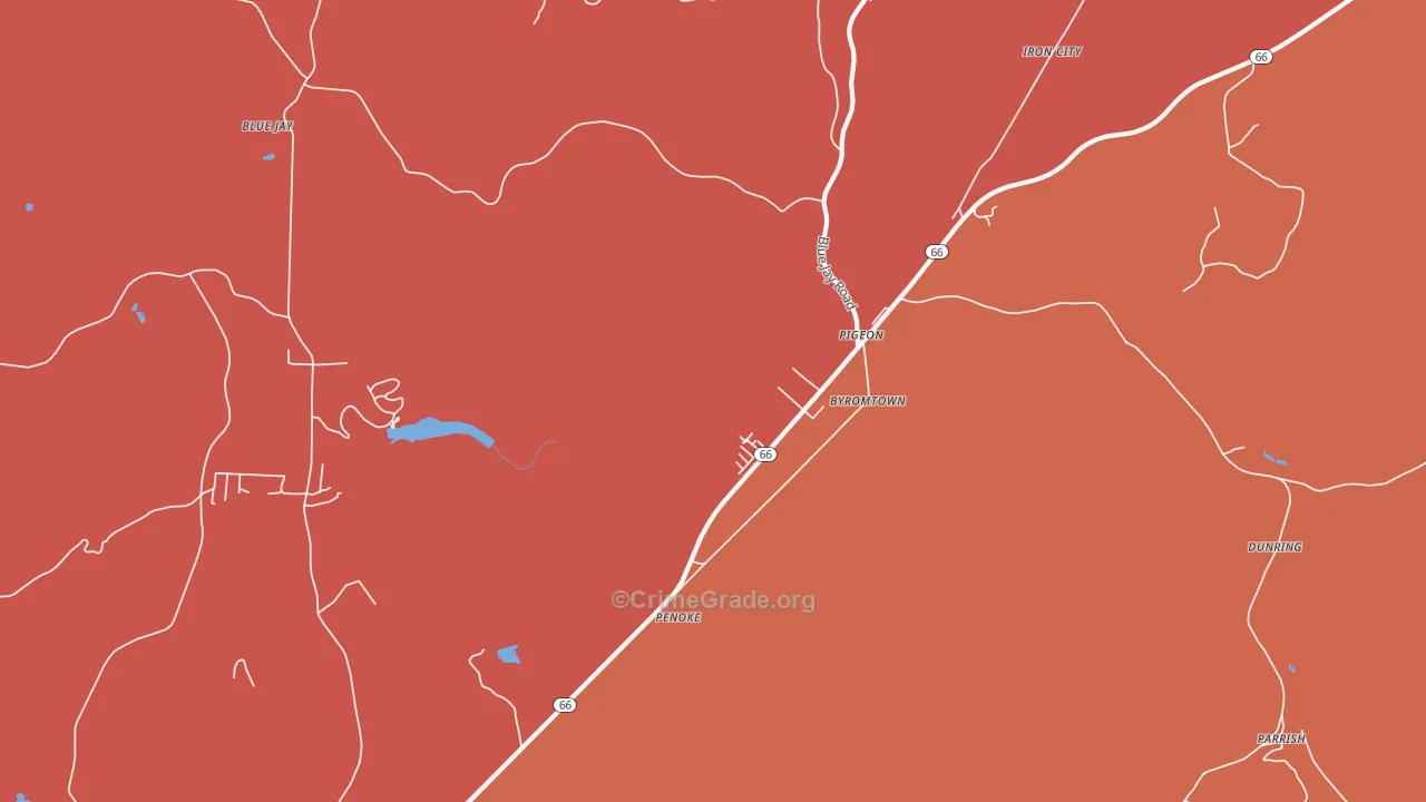 Pigeon, PA Map of Burglary Rates