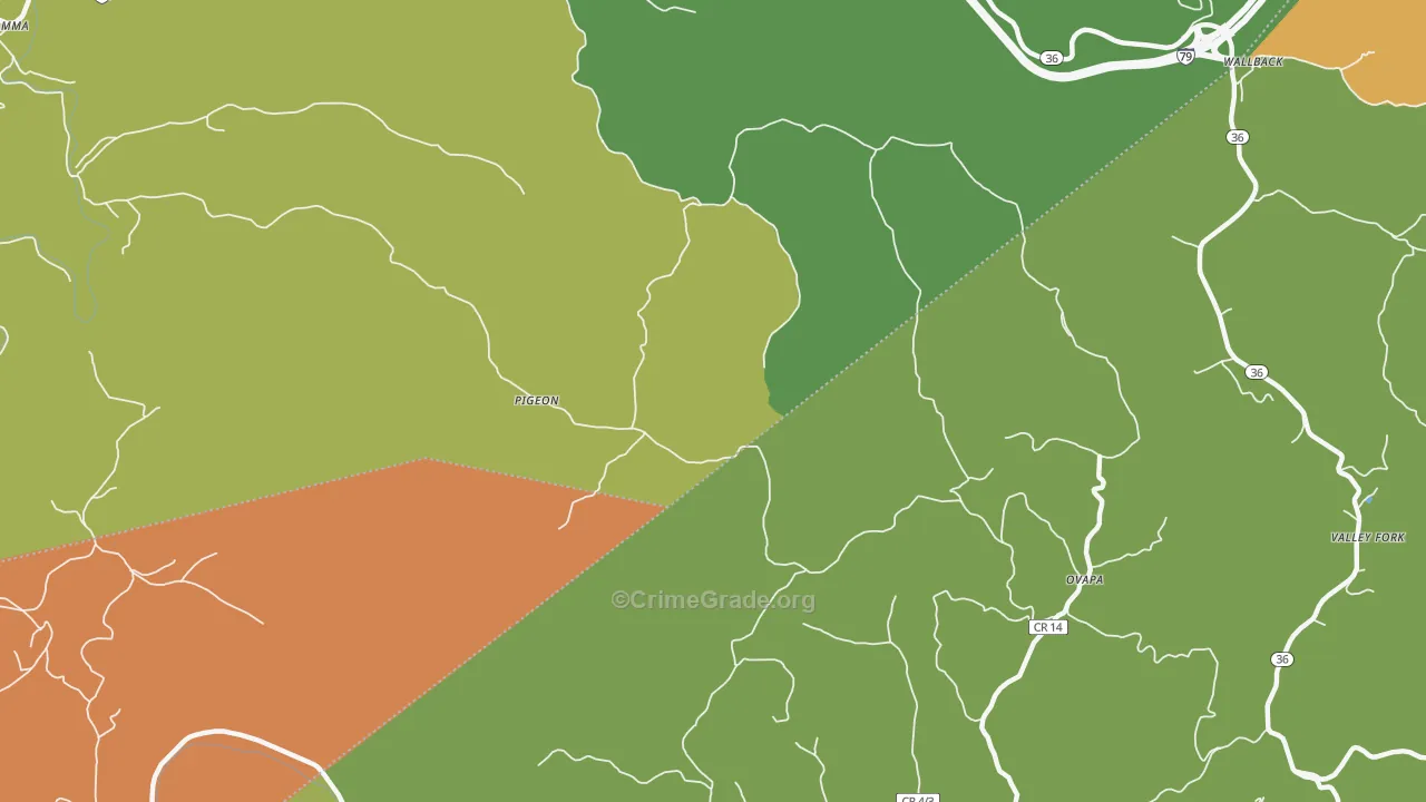 Pigeon, WV Map of Burglary Rates
