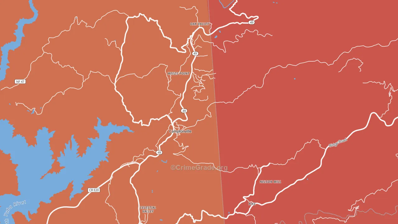 Pike, CA Map of Burglary Rates