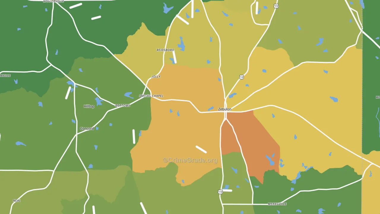 Pike County, GA Map of Burglary Rates