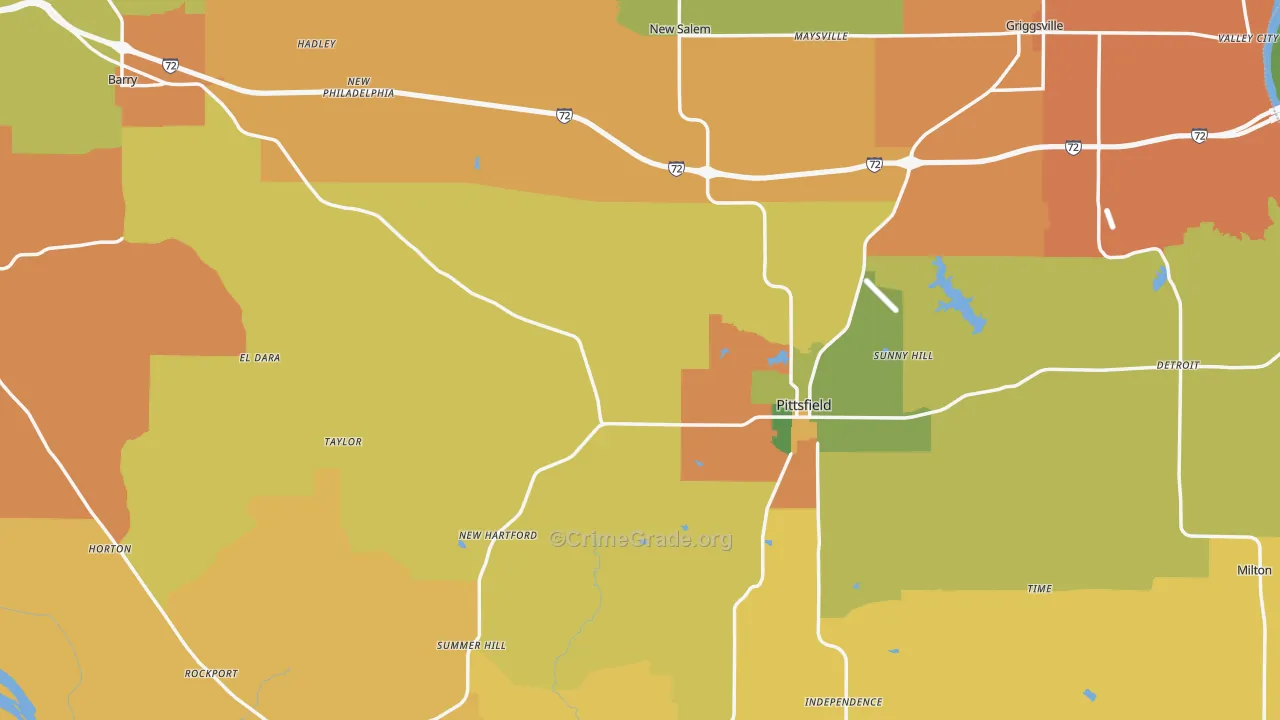 Pike County, IL Map of Burglary Rates