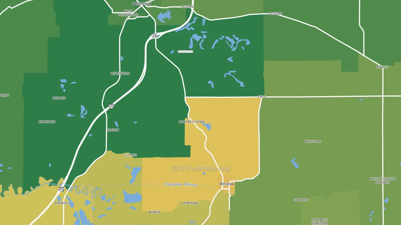 Pike County, IN Map of Burglary Rates