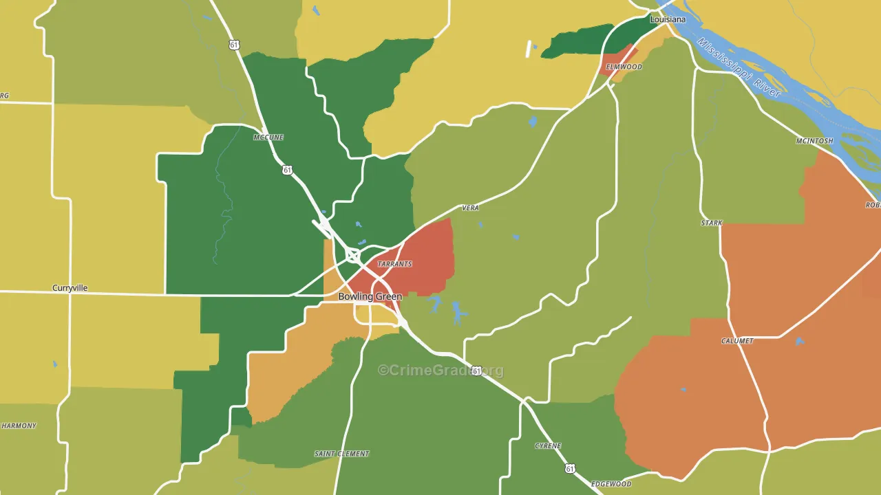 Pike County, MO Map of Burglary Rates