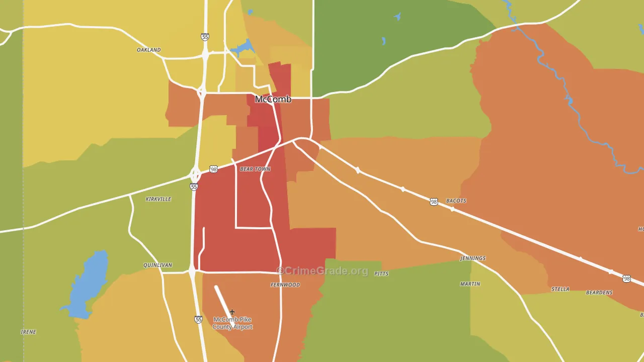 Pike County, MS Map of Burglary Rates