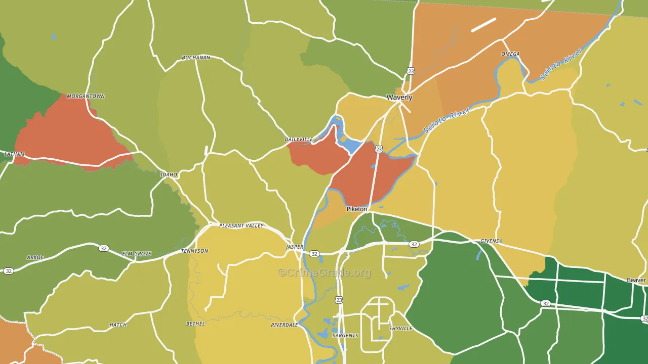 Pike County, OH Map of Burglary Rates