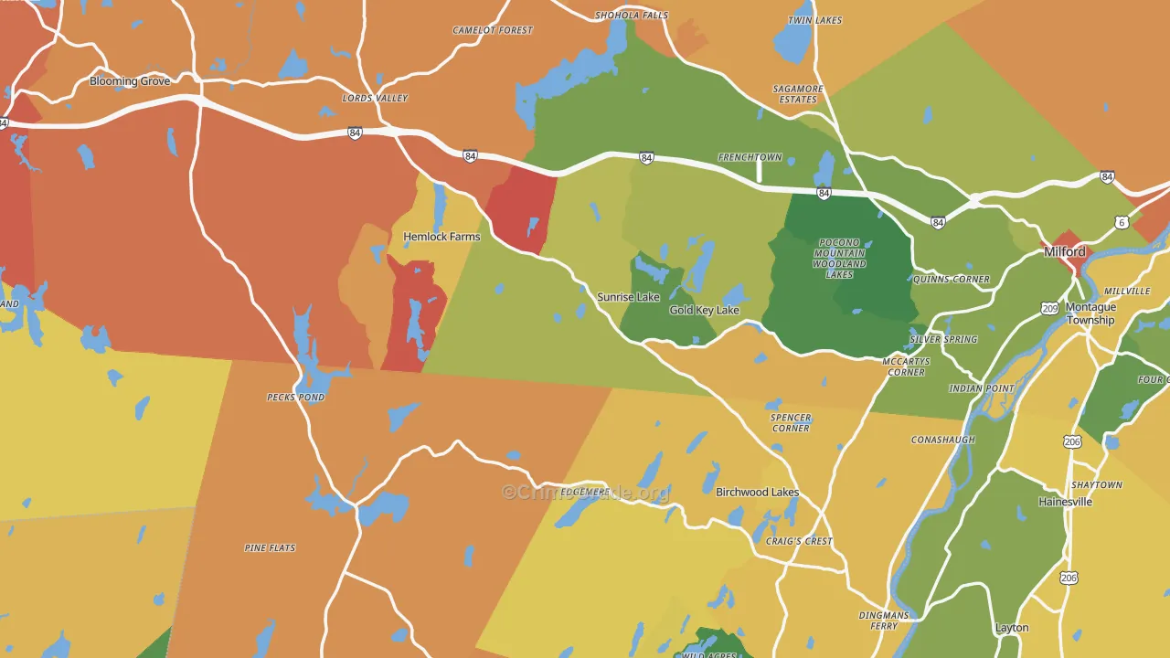 Pike County, PA Map of Burglary Rates