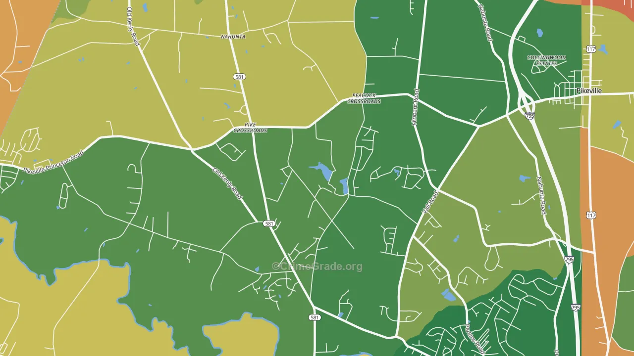Pike Crossroads, NC Map of Burglary Rates