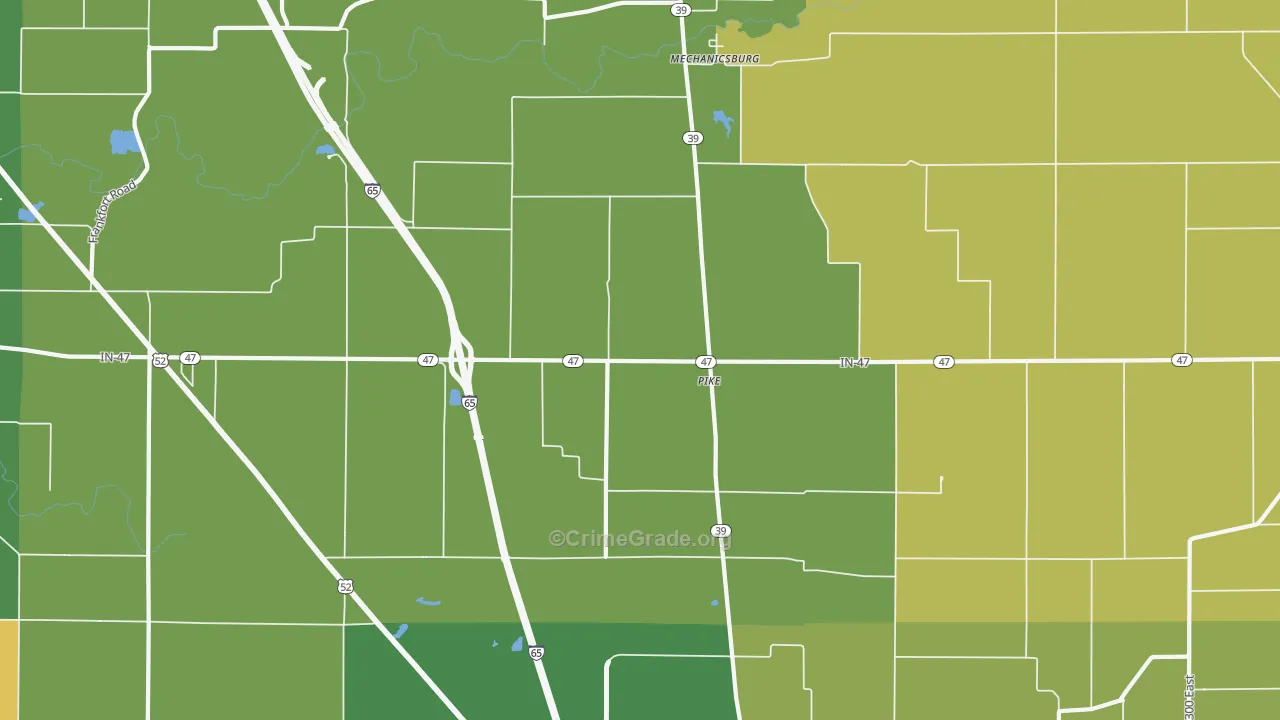 Pike, IN Map of Burglary Rates