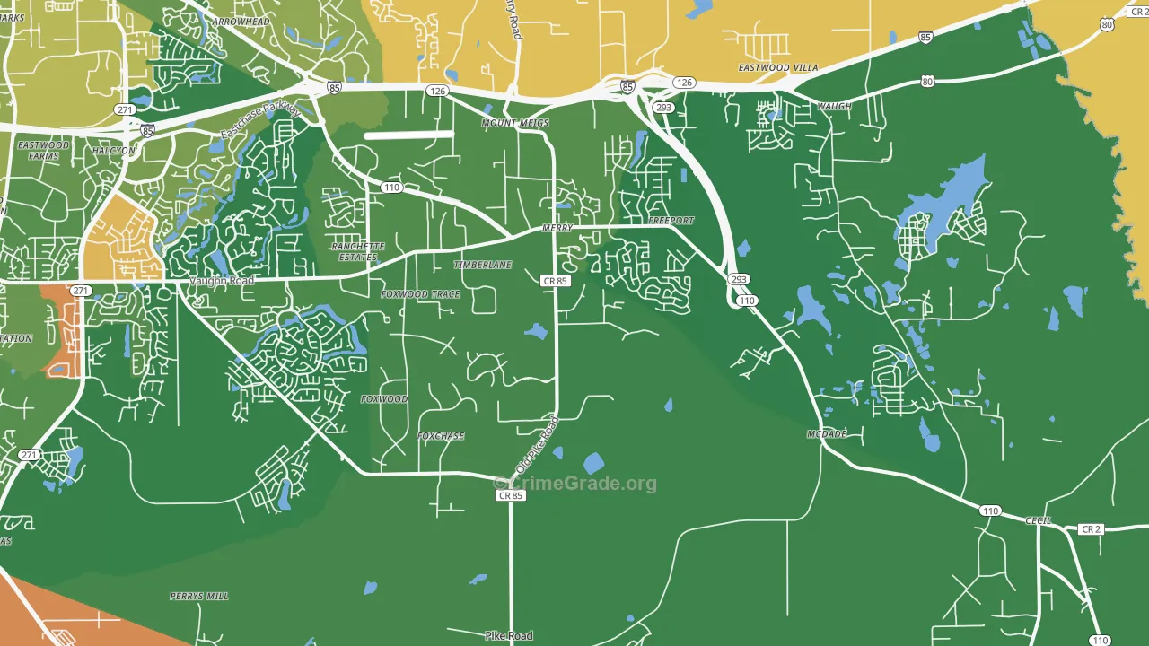 Pike Road, AL Map of Burglary Rates