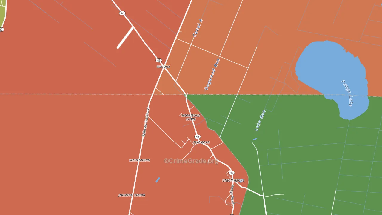 Pike Road, NC Map of Burglary Rates