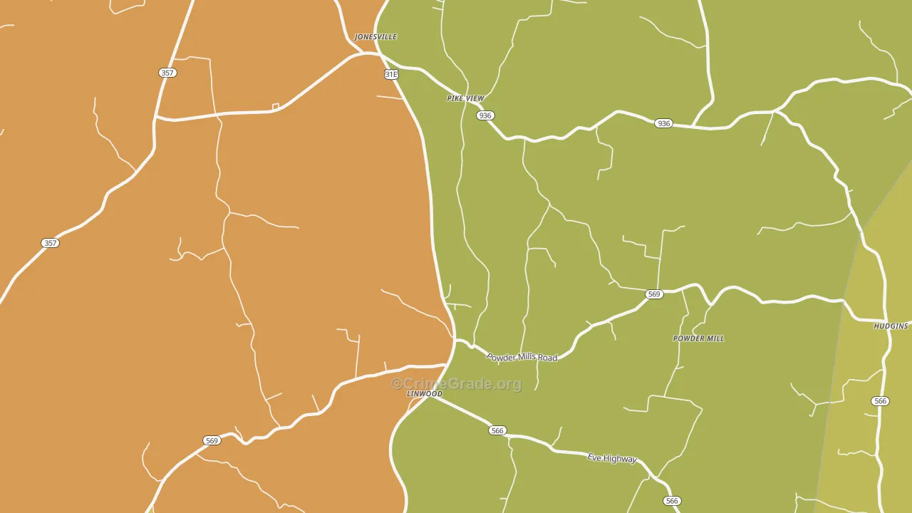 Pike View, KY Map of Burglary Rates