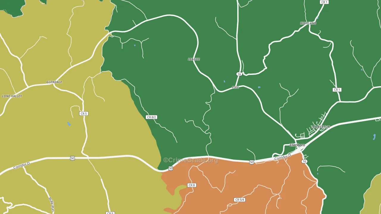 Pike, WV Map of Burglary Rates