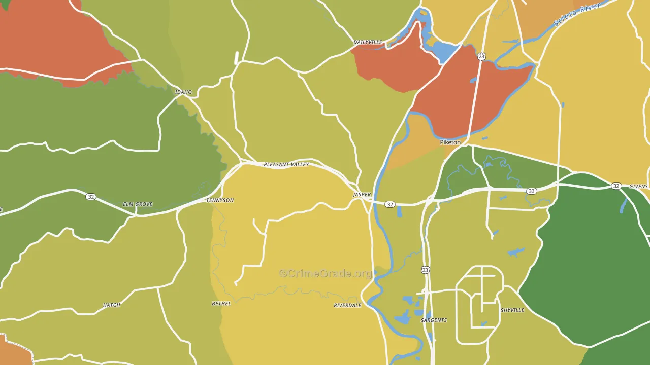 Piketon, OH Map of Burglary Rates