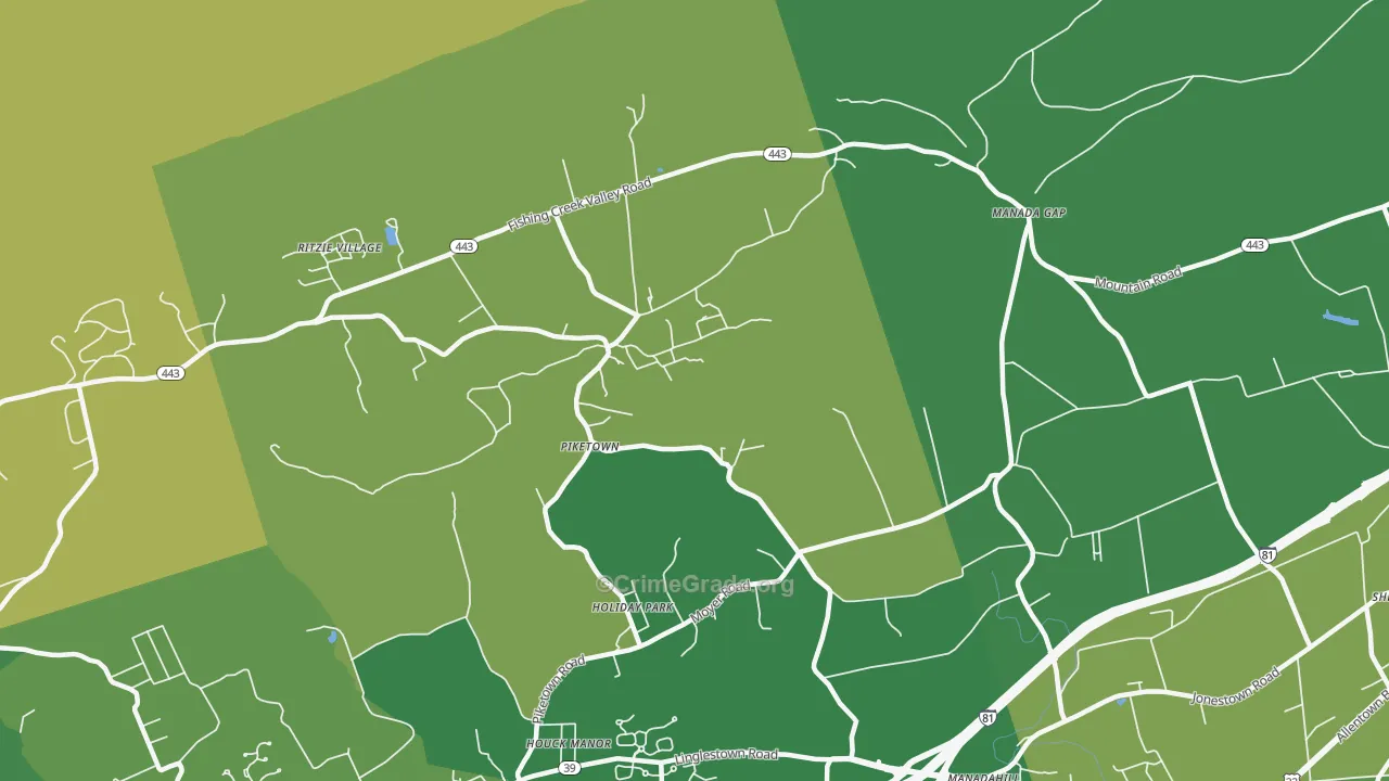 Piketown, PA Map of Burglary Rates