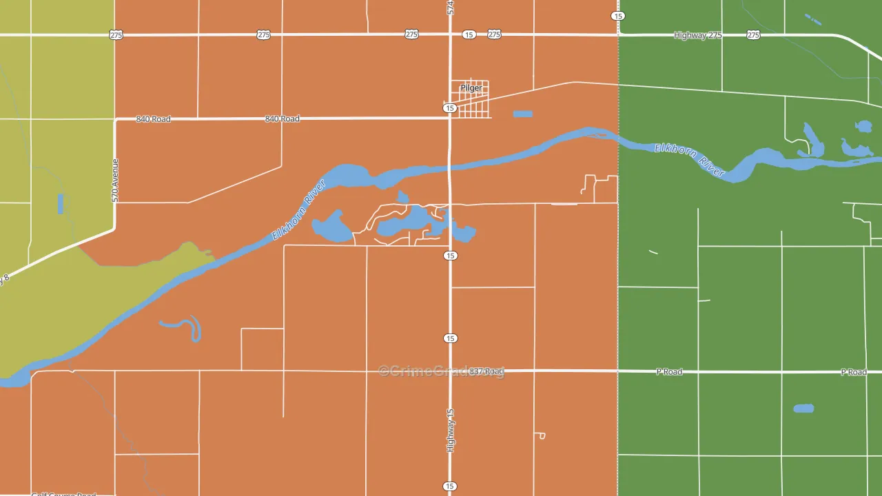 Pilger, NE Map of Burglary Rates