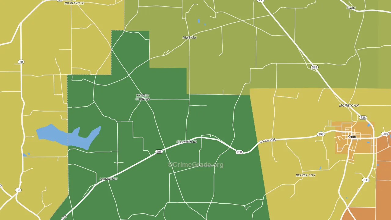 Pilgrimham, PA Map of Burglary Rates