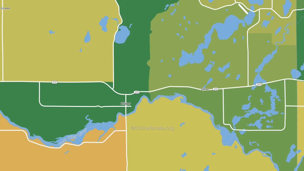 Pillager, MN Map of Burglary Rates