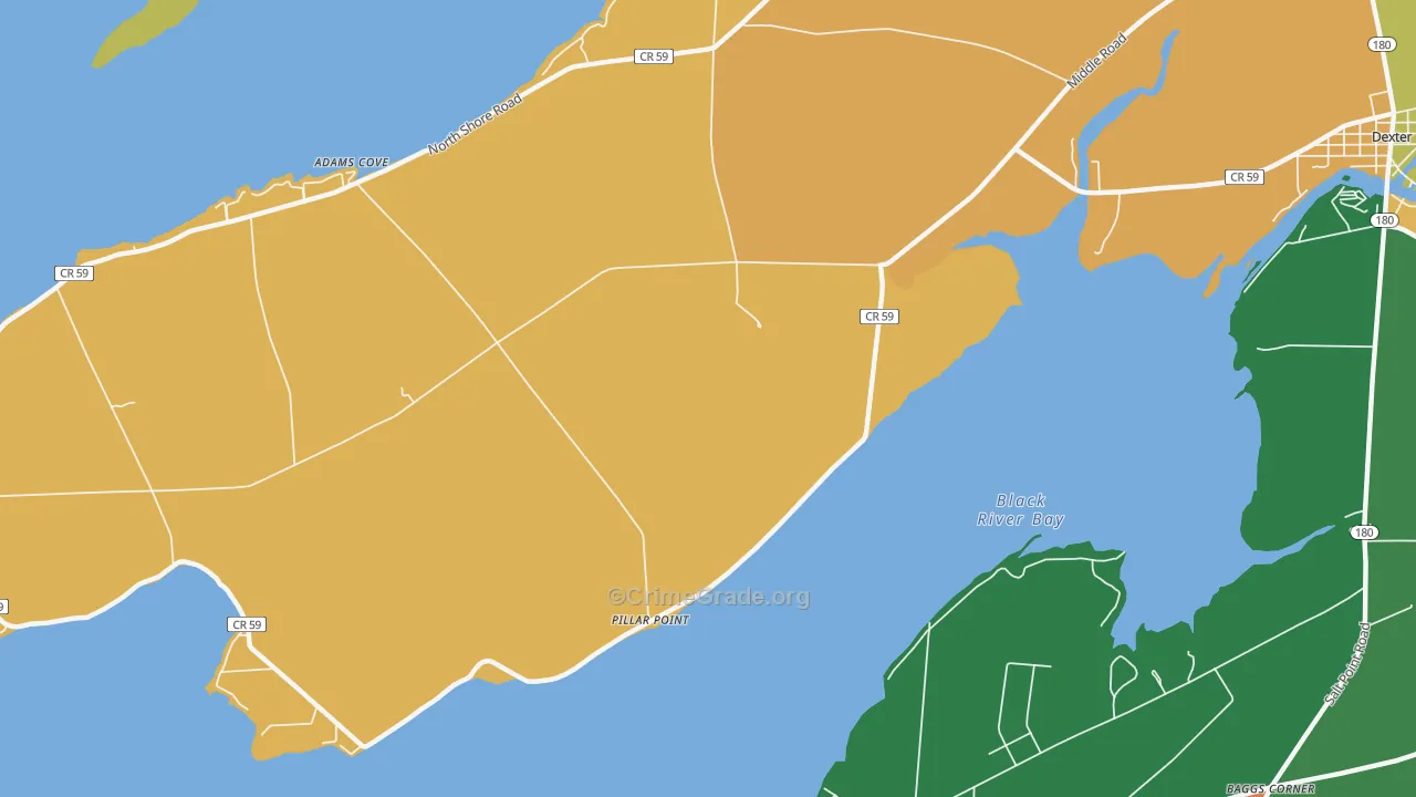 Pillar Point, NY Map of Burglary Rates