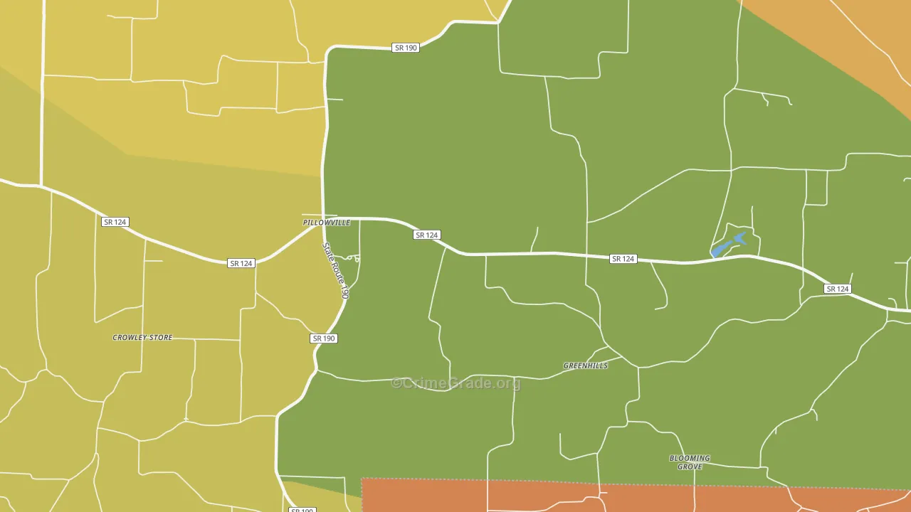 Pillowville, TN Map of Burglary Rates