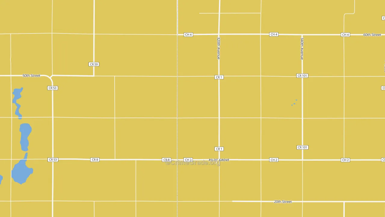 Pilot Grove, MN Map of Burglary Rates