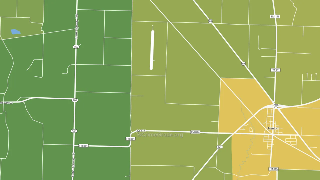 Pilot Grove, TX Map of Burglary Rates
