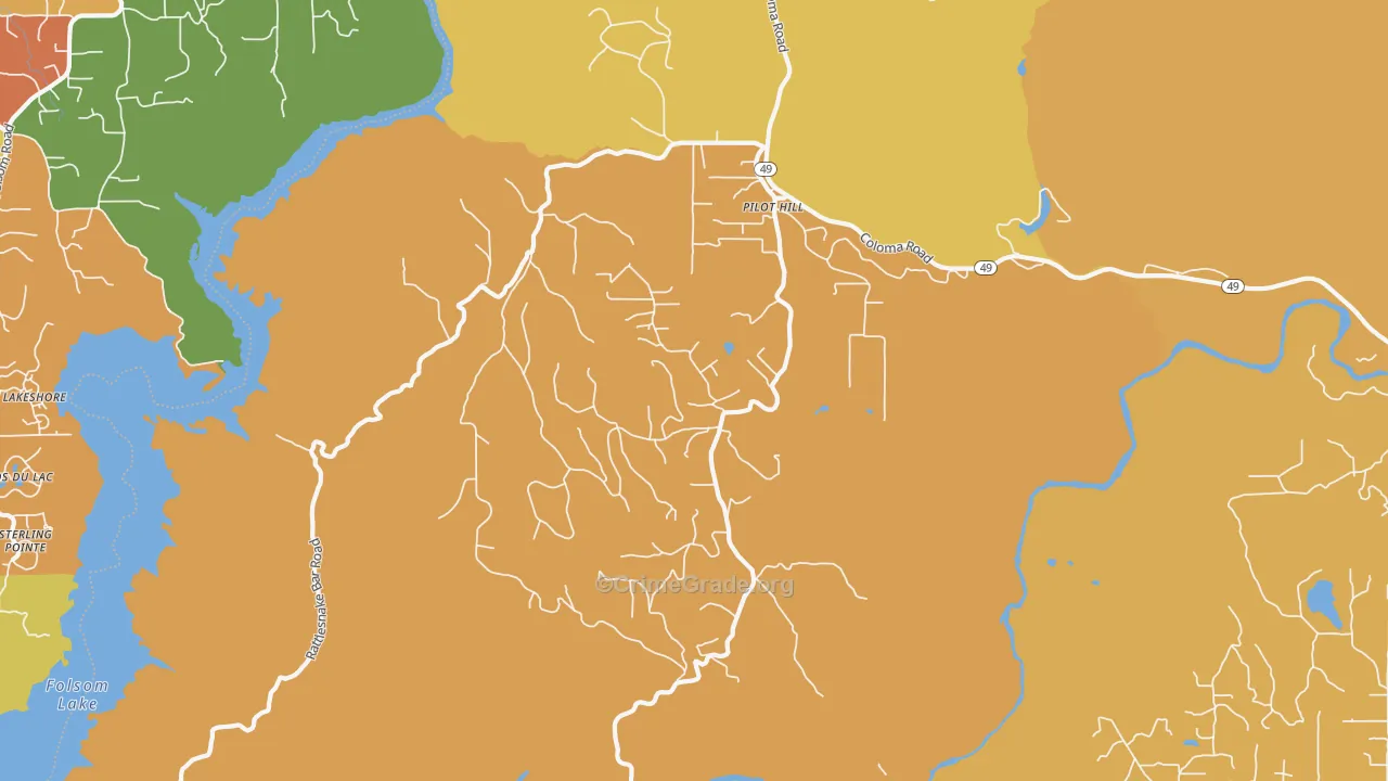 Pilot Hill, CA Map of Burglary Rates