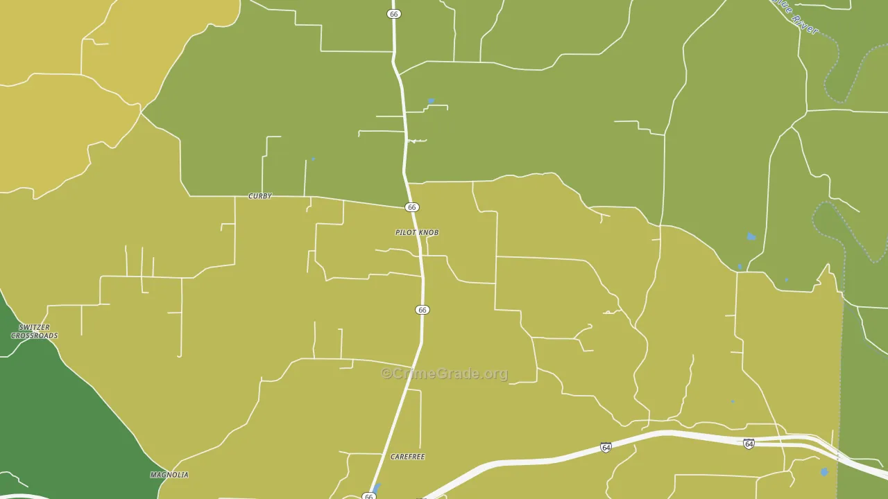Pilot Knob, IN Map of Burglary Rates