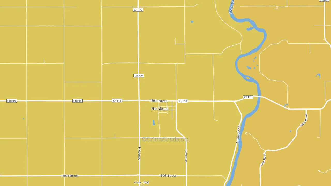 Pilot Mound, IA Map of Burglary Rates