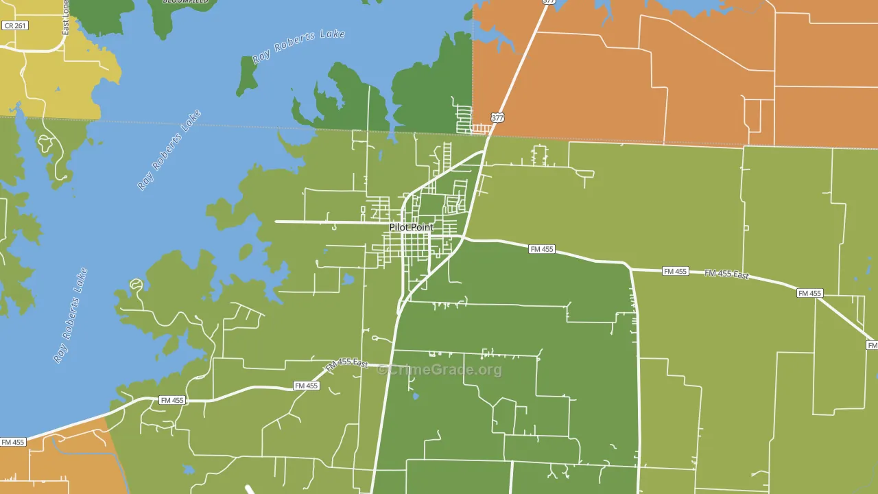 Pilot Point, TX Map of Burglary Rates