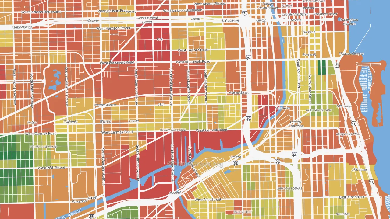 Pilsen, Chicago, IL Map of Burglary Rates