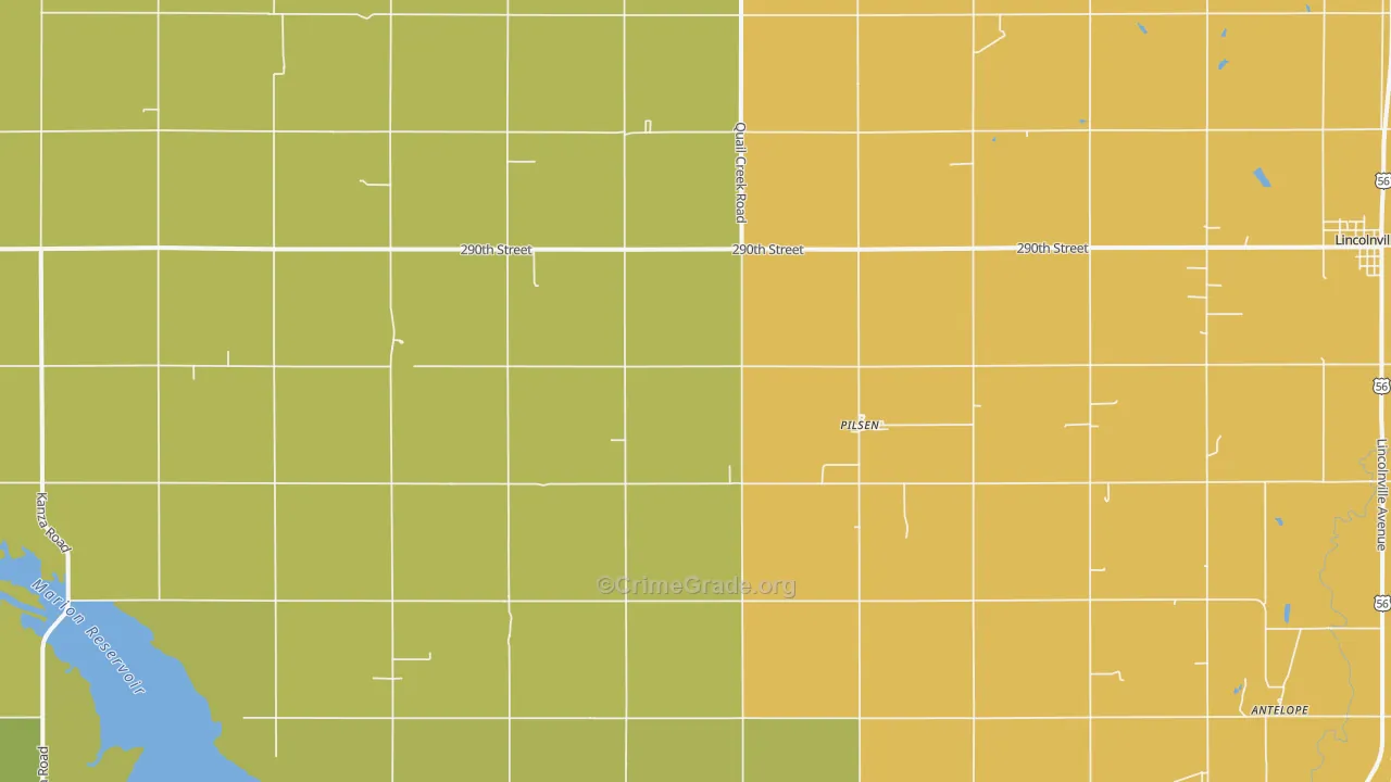 Pilsen, KS Map of Burglary Rates