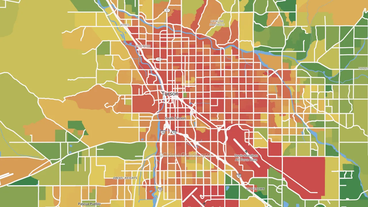 Pima County, AZ Map of Burglary Rates
