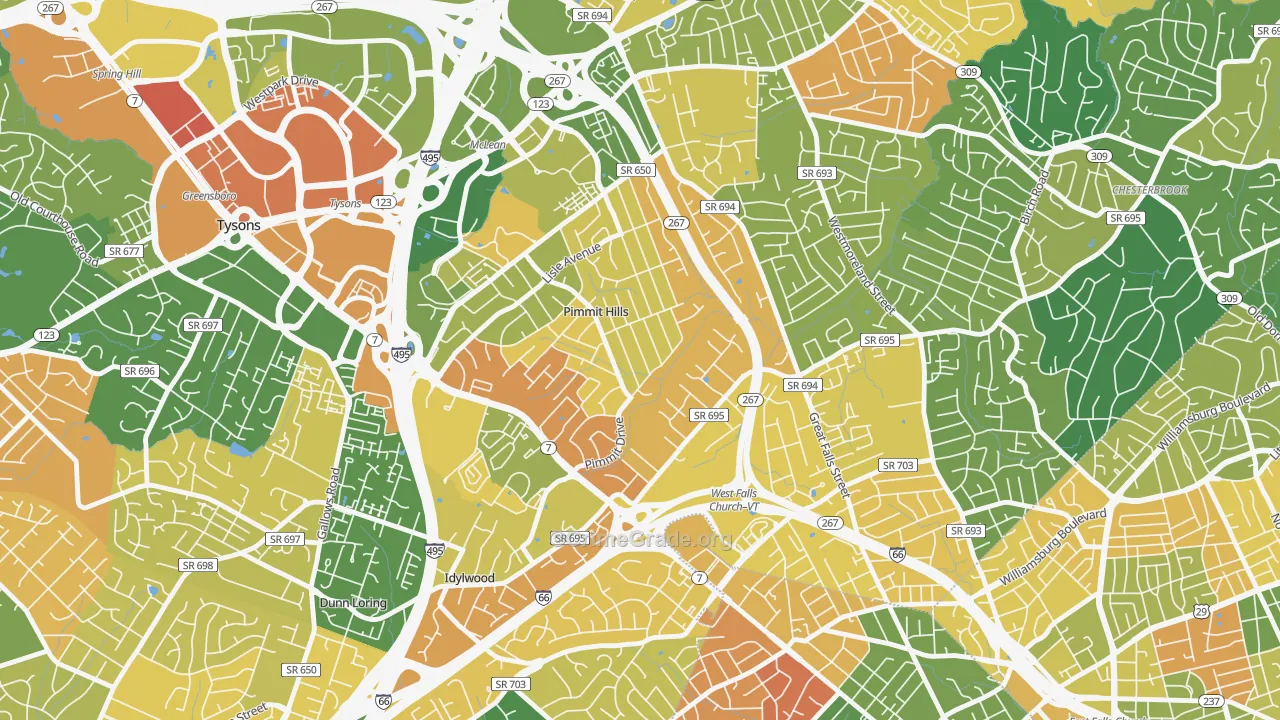 Pimmit Hills, Falls Church, VA Map of Burglary Rates