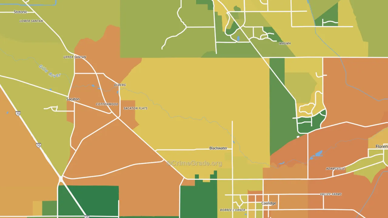Pinal County, AZ Map of Burglary Rates