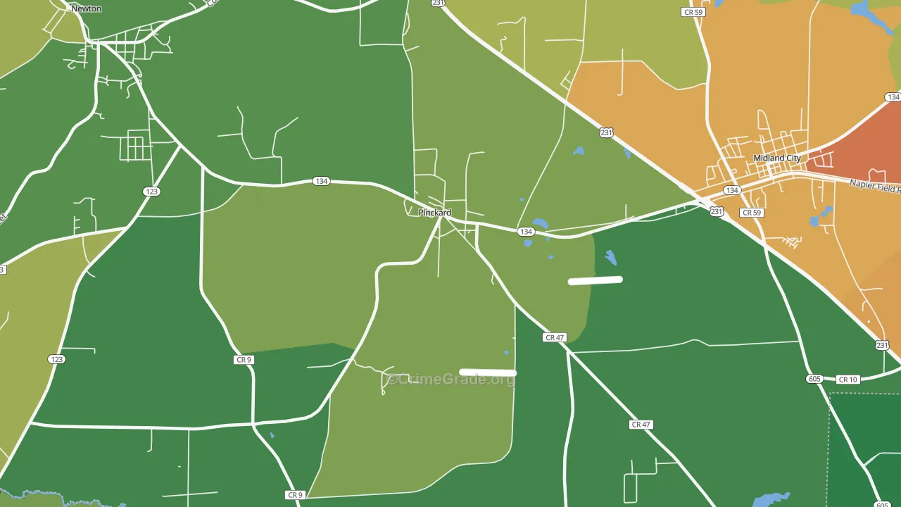 Pinckard, AL Map of Burglary Rates