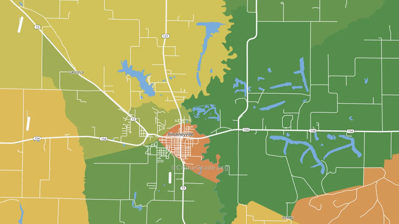 Pinckneyville, IL Map of Burglary Rates