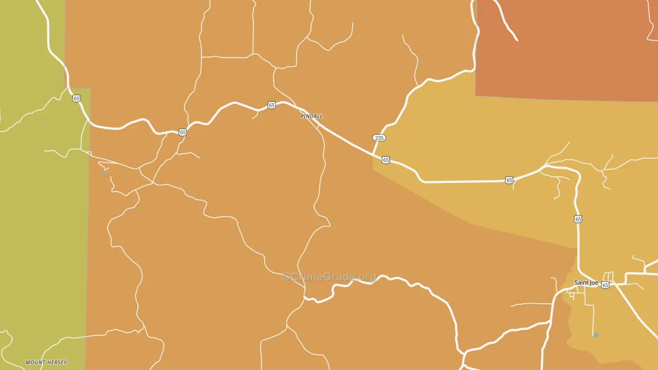 Pindall, AR Map of Burglary Rates