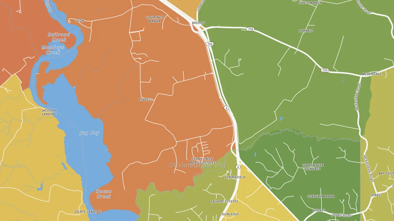 Pindell, MD Map of Burglary Rates