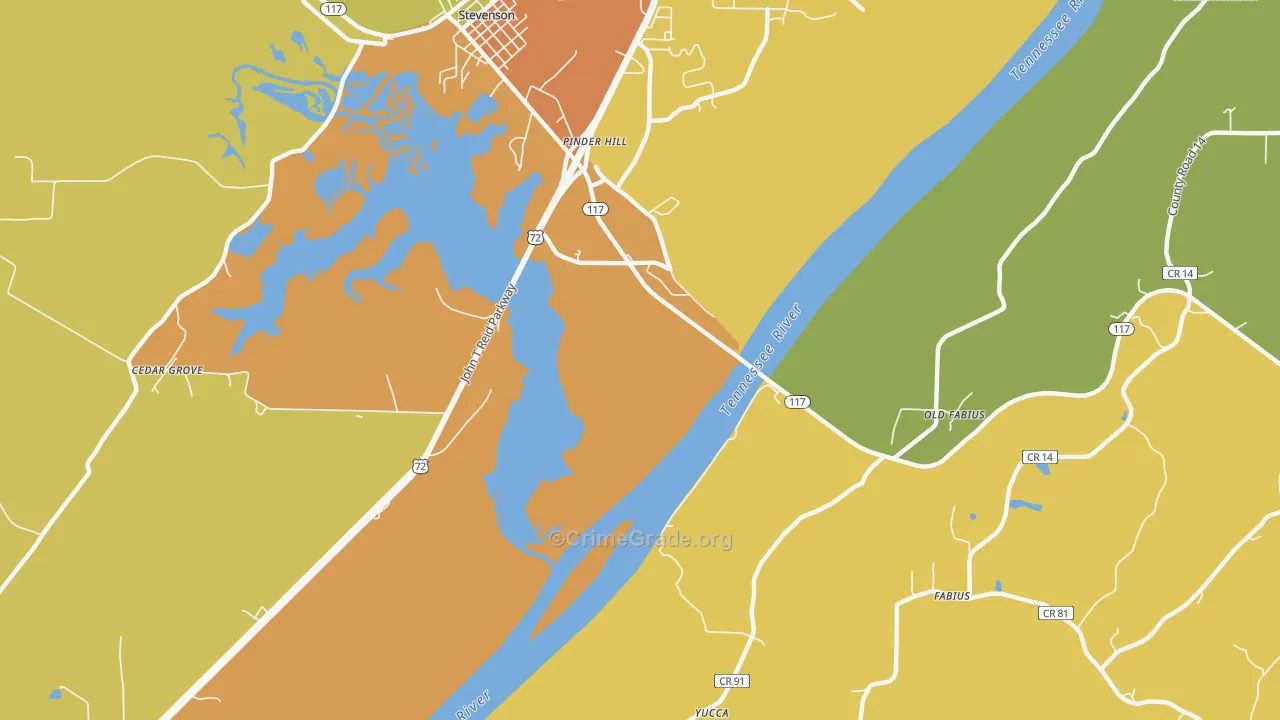 Pinder Hill, AL Map of Burglary Rates